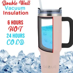 Geojug Stainless Steel Double Walled Tumbler Cup, 40 oz., Pink (CMB-1200PK)<Brentwood Outlet