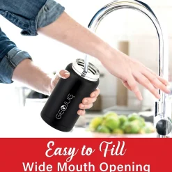 Geojug Stainless Steel Double Walled Food Jar with Bowl & Folding Spoon, 25 oz., Black (FTS-750BK)<Brentwood Online