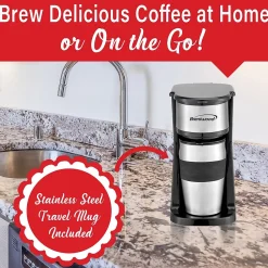 Brentwood Portable Single-Serve Coffee Maker with 14-Oz. Travel Mug, Black (TS-113BK)