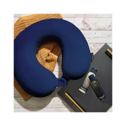 Memory Foam Fabric Travel Pillow, Blue (BNPM0004)<Brookstone Sale
