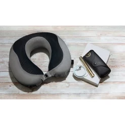 Memory Foam Fabric Travel Pillow, Gray/Black (BNPM0007)<Brookstone New