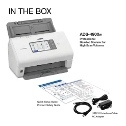 Brother ADS-4900W Duplex Document Scanner, White/Black