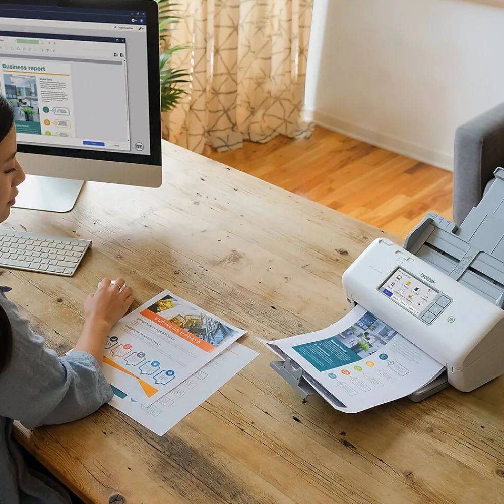 Brother ADS-4700W Duplex Document Scanner, White/Black