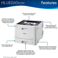 Brother HL-L8260CDW USB, Wireless, Network Ready Color Laser Printer