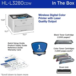 Brother HL-L3280CDW Wireless Color Laser Printer, Single-Function, Print (HLL3280CDW)