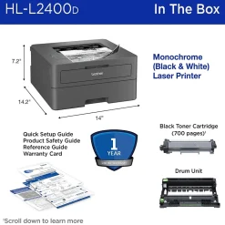 Brother HL-L2400D Compact Laser Printer, Single-Function, Print (9092806)