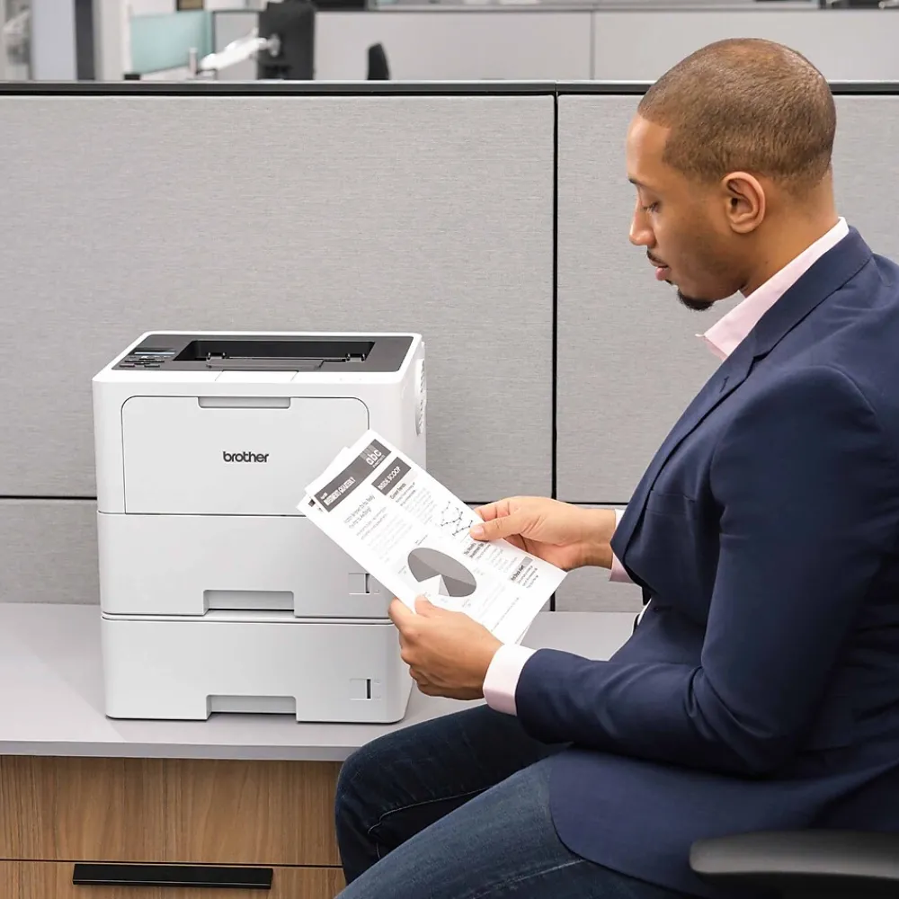 Brother HL‐L6210DWT Business Monochrome Laser Printer, Dual Paper Trays, Wireless Networking