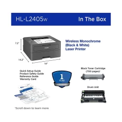Brother HL-L2405W Compact Wireless Black & White Laser Printer, Single-Function, Print, Refresh Subscription Ready