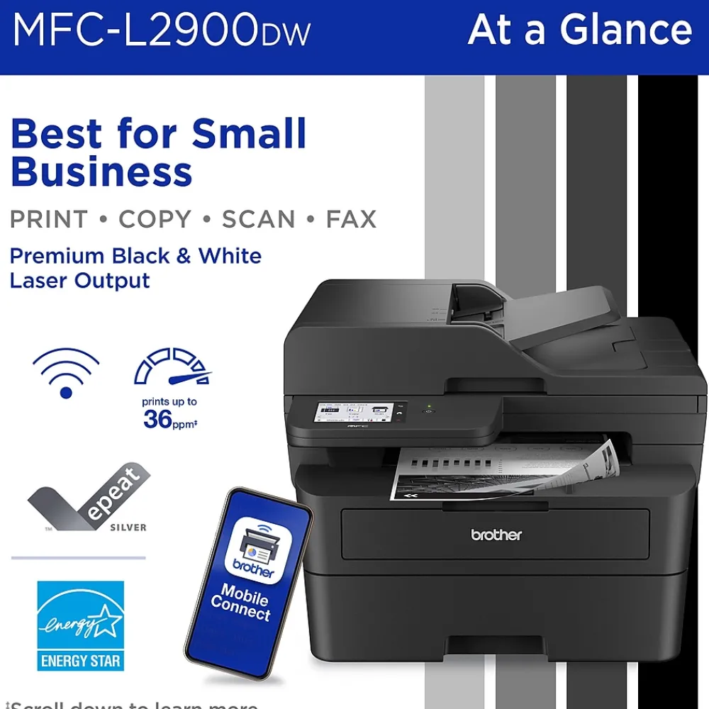 Brother MFC-L2900DW New Laser Printer, All-In-One, Print, Scan, Copy, Fax