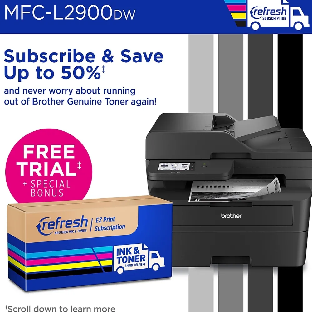 Brother MFC-L2900DW New Laser Printer, All-In-One, Print, Scan, Copy, Fax
