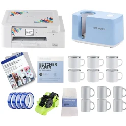 Brother Sublimation Printer and Craft Express Pro Easy Auto Mug Heat Press Bundle, 12 Blank Mugs
