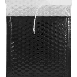 Clearance JAM Paper Bubble Padded Mailers with Peel and Seal Closure, CD Size, 6 x 6.5, Black Metallic, 12/Pack (2744430)