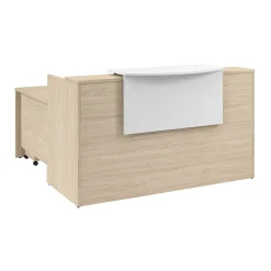 L-Desks*Bush Business Furniture Arrive 72"W L Shaped Reception Desk with Counter and Mobile File Cabinet, (ARV010NE) Natural Elm