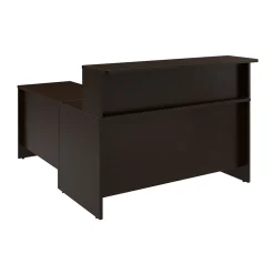 Office Desks*Bush Business Furniture Arrive 60"W L Shaped Reception Desk with Shelf, (ARV003MR) Mocha Cherry