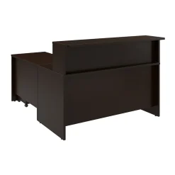 Office Desks*Bush Business Furniture Arrive 60"W L Shaped Reception Desk with Shelf and Mobile File Cabinet, (ARV004MR) Mocha Cherry