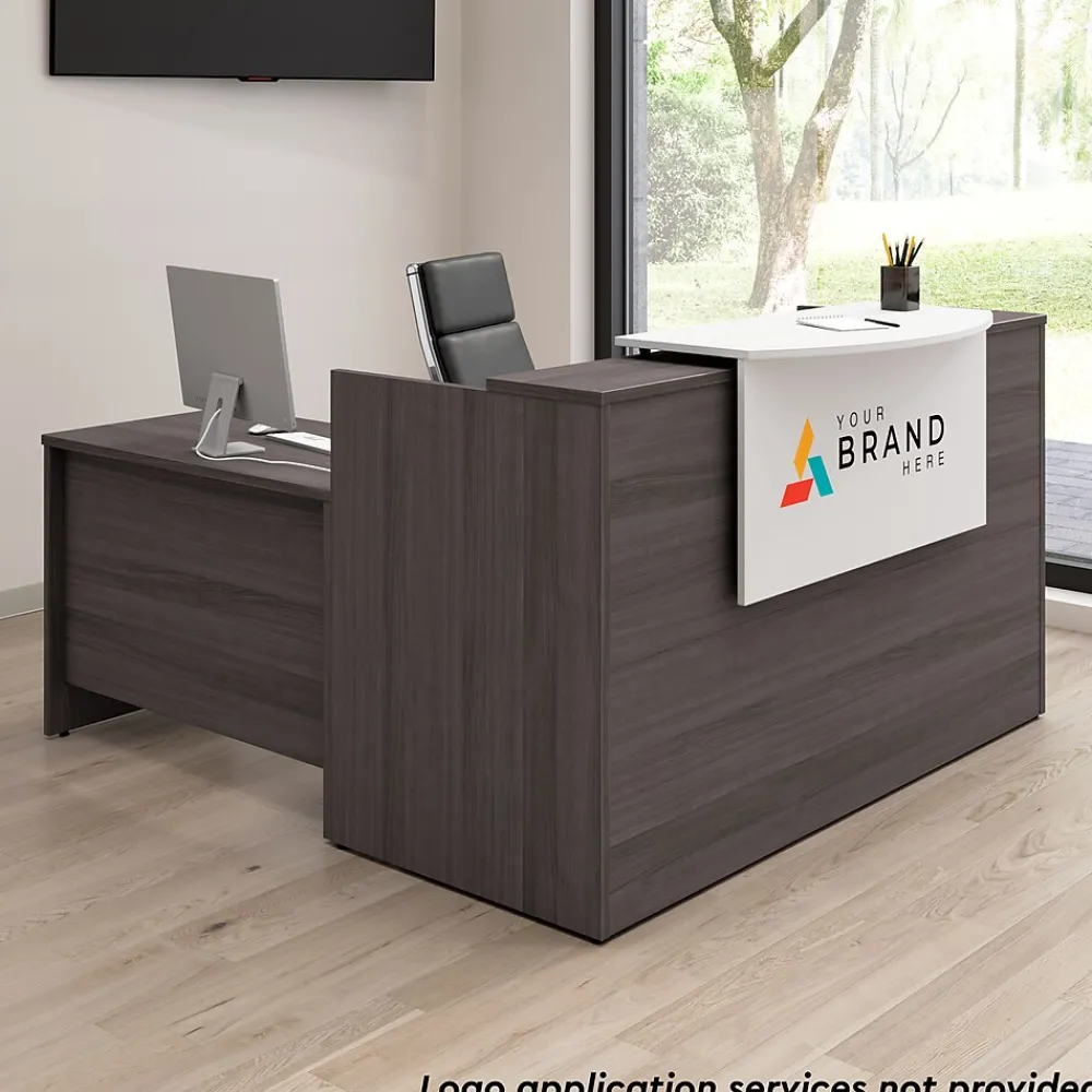 L-Desks*Bush Business Furniture Arrive 72"W L Shaped Reception Desk with Counter, (ARV009SG) Storm Gray
