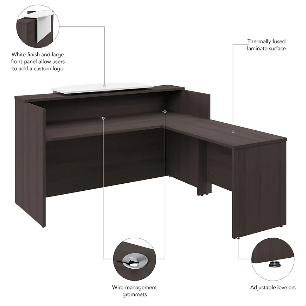 L-Desks*Bush Business Furniture Arrive 72"W L Shaped Reception Desk with Counter, (ARV009SG) Storm Gray