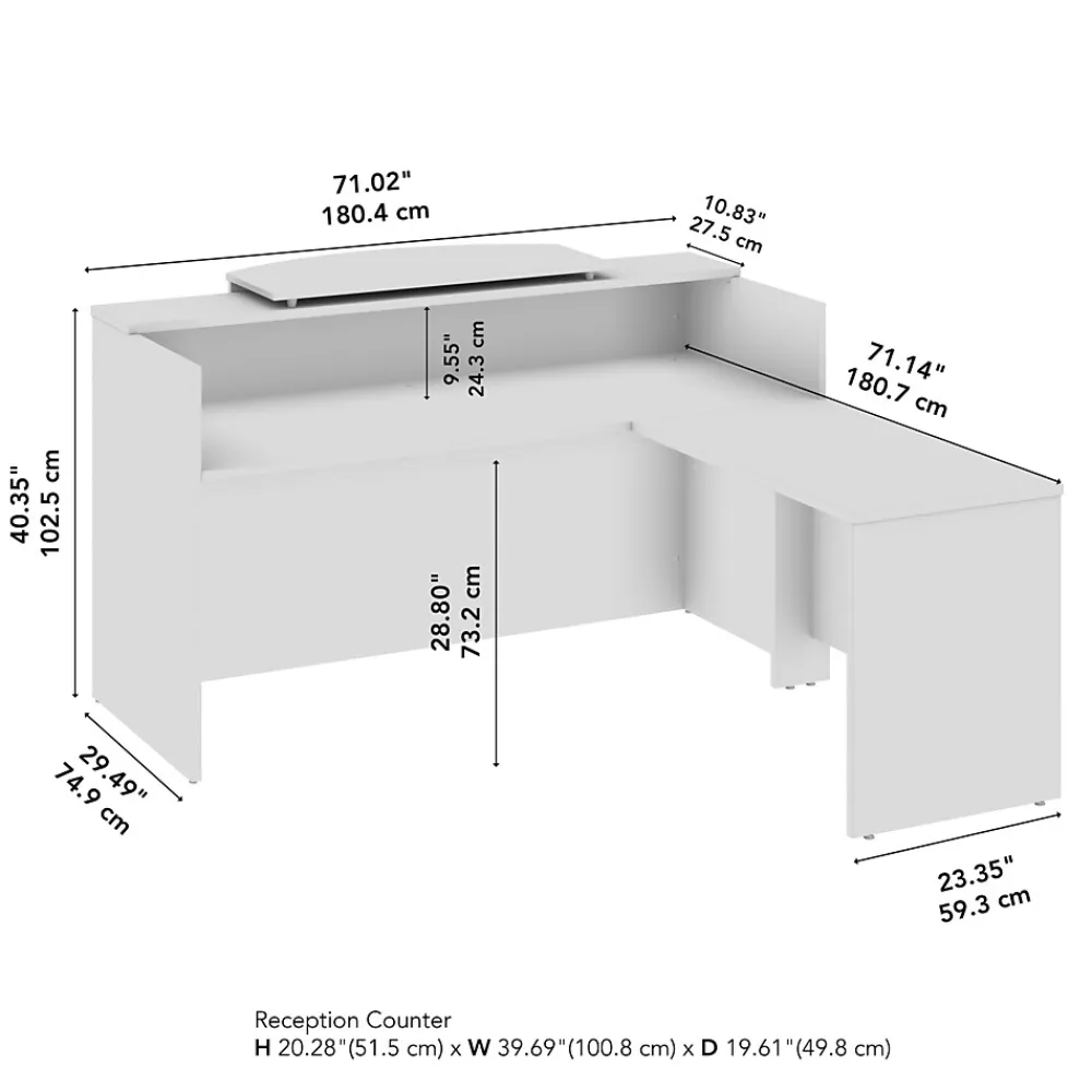 L-Desks*Bush Business Furniture Arrive 72"W L Shaped Reception Desk with Counter, (ARV009SG) Storm Gray