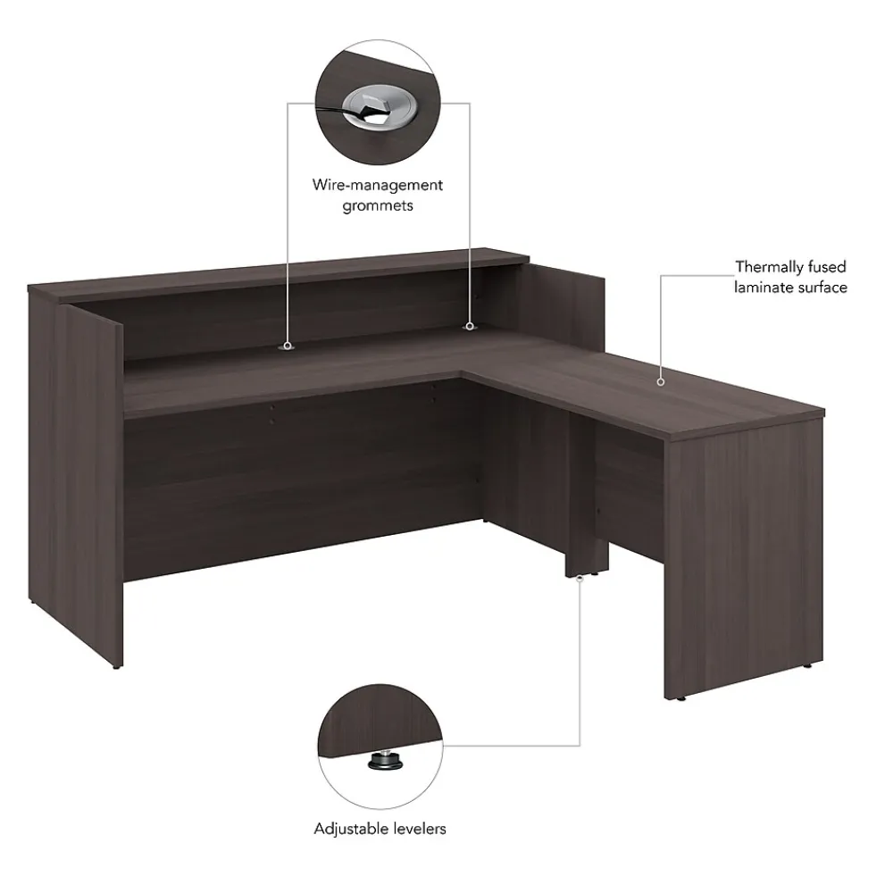 L-Desks*Bush Business Furniture Arrive 72"W L Shaped Reception Desk with Shelf, (ARV006SG) Storm Gray