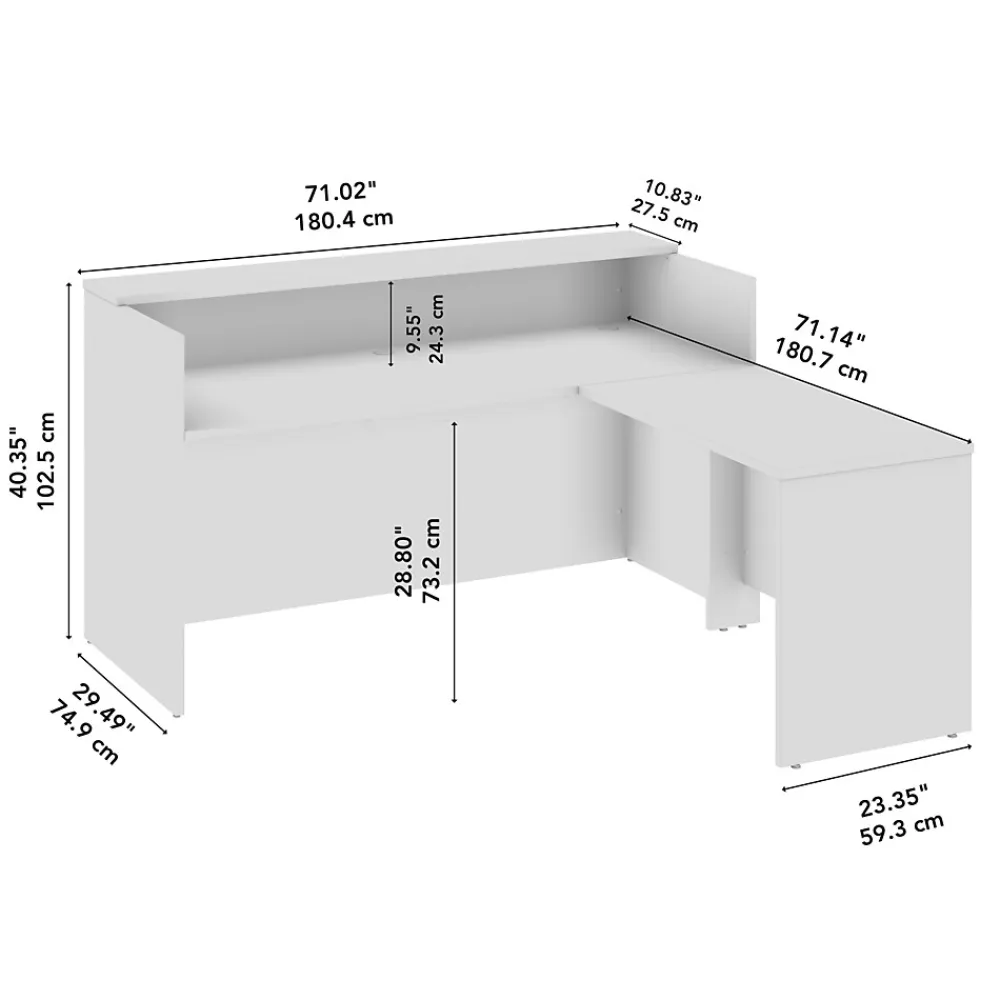 L-Desks*Bush Business Furniture Arrive 72"W L Shaped Reception Desk with Shelf, (ARV006SG) Storm Gray