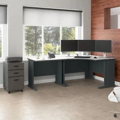 Computer Desks*Bush Business Furniture Cubix 48"W Corner Desk with Return and Mobile File Cabinet, (SRA005SLSU) Slate/White Spectrum