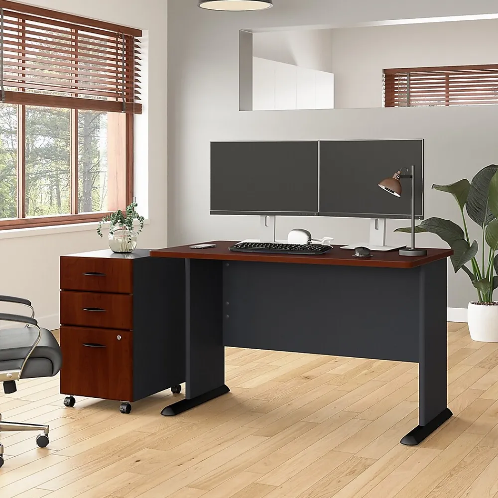 Computer Desks*Bush Business Furniture Cubix 48"W Desk, (WC90448A) Hansen Cherry/Galaxy
