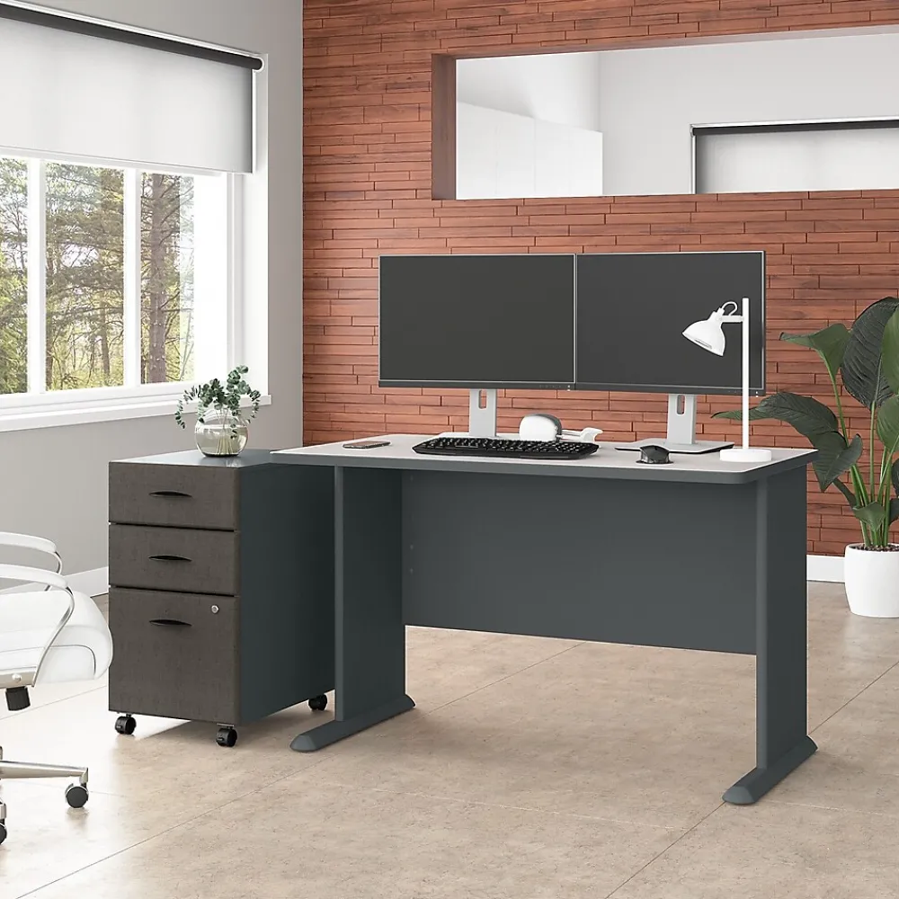 Computer Desks*Bush Business Furniture Cubix 48"W Desk, (WC8448A) Slate/White Spectrum