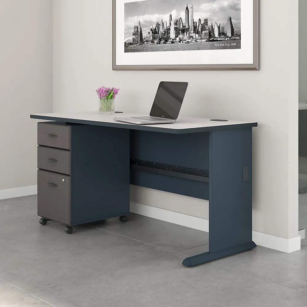 Computer Desks*Bush Business Furniture Cubix 60"W Desk, Slate/White Spectrum (WC8460A)