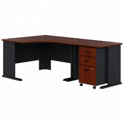 Computer Desks*Bush Business Furniture Cubix 48"W Corner Desk with Return and Mobile File Cabinet, (SRA005HCSU) Hansen Cherry