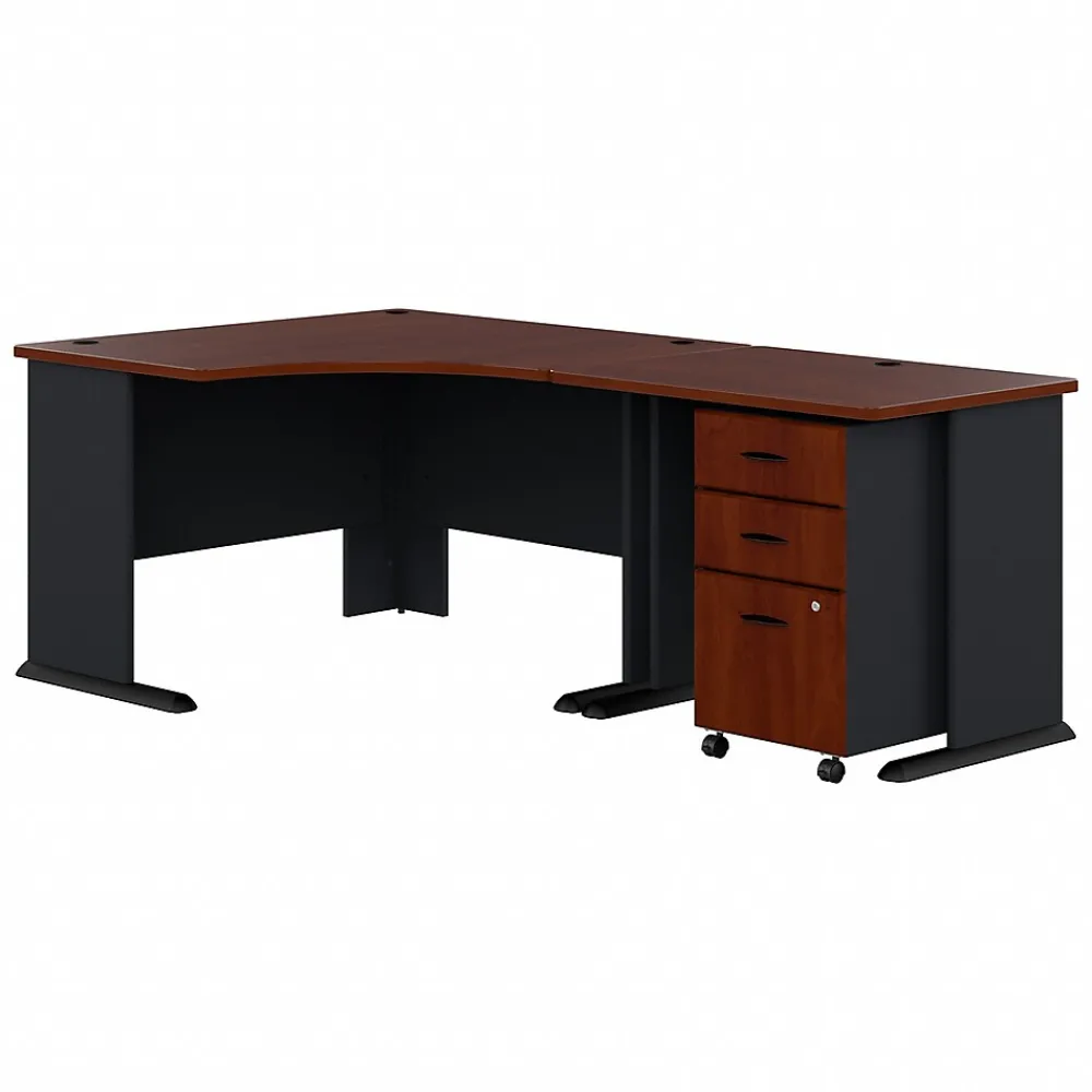 Computer Desks*Bush Business Furniture Cubix 48"W Corner Desk with Return and Mobile File Cabinet, (SRA005HCSU) Hansen Cherry