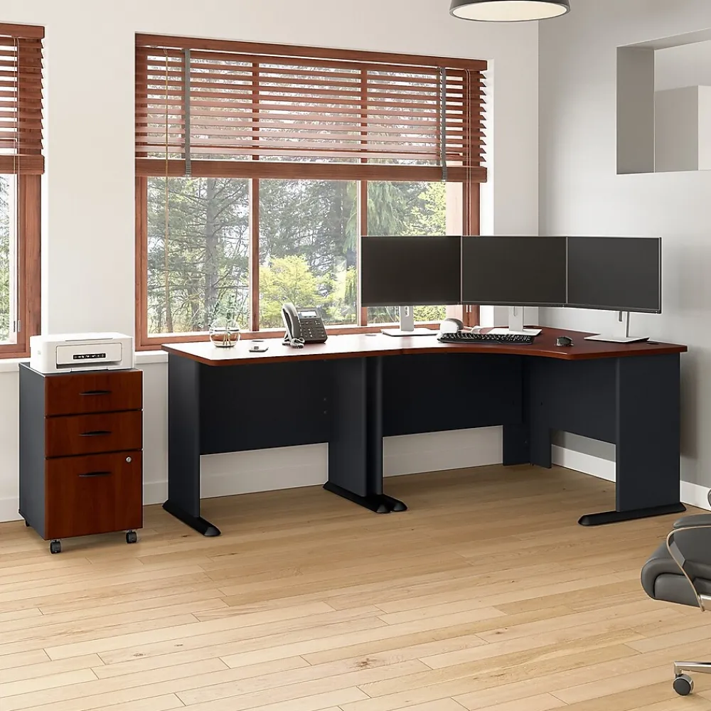 Computer Desks*Bush Business Furniture Cubix 48"W Corner Desk with Return and Mobile File Cabinet, (SRA005HCSU) Hansen Cherry