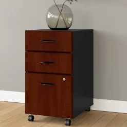 File Cabinets*Bush Business Furniture Cubix 3-Drawer Mobile Vertical File Cabinet, Letter/Legal Size, Lockable, Hansen Cherry (WC94453PSU) Hansen Cherry/Galaxy