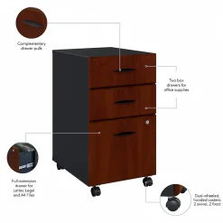 File Cabinets*Bush Business Furniture Cubix 3-Drawer Mobile Vertical File Cabinet, Letter/Legal Size, Lockable, Hansen Cherry (WC94453PSU) Hansen Cherry/Galaxy