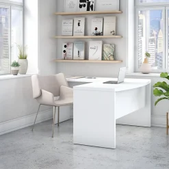 L-Desks*Bush Business Furniture Echo 60"W L Shaped Bow Front Desk, Pure White (ECH025PW)