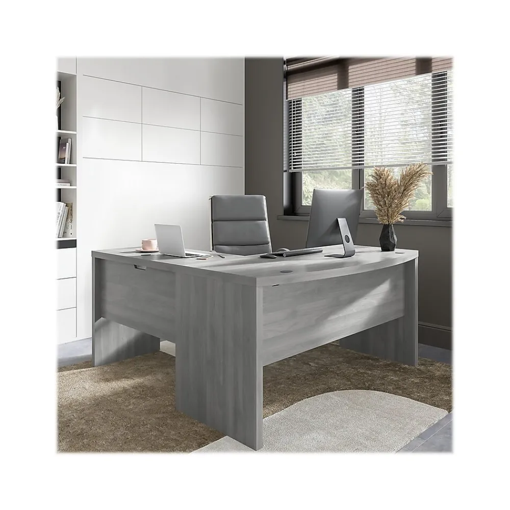 L-Desks*Bush Business Furniture Echo 60"W L Shaped Bow Front Desk, Modern Gray (ECH025MG)