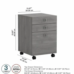 File Cabinets*Bush Business Furniture Echo 3 Drawer Mobile File Cabinet, Modern Gray (KI60401-03)