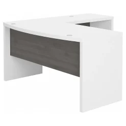 L-Desks*Bush Business Furniture Echo 60"W L Shaped Bow Front Desk, Pure White/Modern Gray (ECH025WHMG)