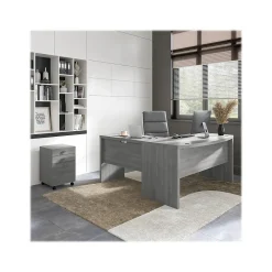 L-Desks*Bush Business Furniture Echo 60"W L Shaped Bow Front Desk with Mobile File Cabinet, Modern Gray (ECH007MG)