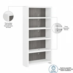 Bookcases*Bush Business Furniture Echo 5 Shelf Bookcase, Pure White/Modern Gray (KI60504-03)