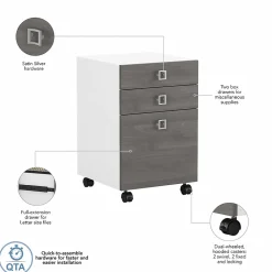 File Cabinets*Bush Business Furniture Echo 3 Drawer Mobile File Cabinet, Pure White/Modern Gray (KI60501-03)
