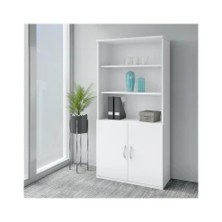 Bookcases*Bush Business Furniture Easy Office 72.79" 5-Shelf Bookcase with Doors, White Laminated Wood (EO106WH)