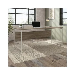 Computer Desks*Bush Business Furniture Hybrid 72"W Computer Table Desk with Metal Legs, (HYD172MH) Modern Hickory