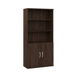 Bookcases*Bush Business Furniture Hybrid 73"H 5-Shelf Bookcase with Doors, Laminated Wood (HYB024BW) Black Walnut
