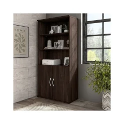 Bookcases*Bush Business Furniture Hybrid 73"H 5-Shelf Bookcase with Doors, Laminated Wood (HYB024BW) Black Walnut