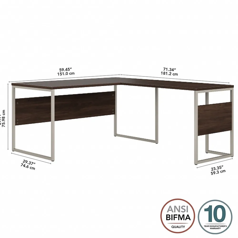 L-Desks*Bush Business Furniture Hybrid 60"W L Shaped Table Desk with Metal Legs, (HYB027BW) Black Walnut