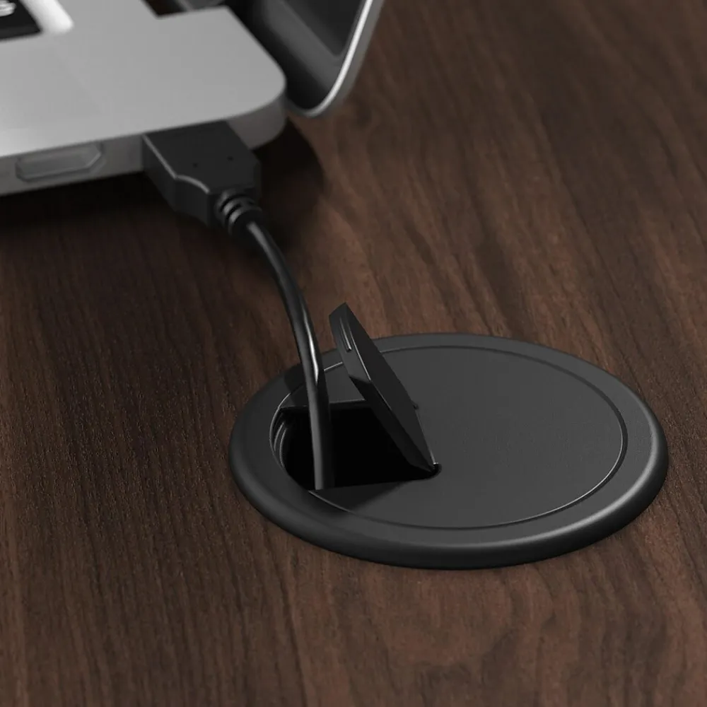 L-Desks*Bush Business Furniture Hybrid 60"W L Shaped Table Desk with Metal Legs, (HYB027BW) Black Walnut