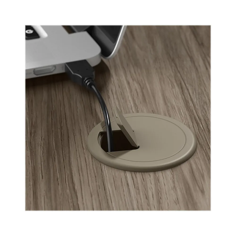 L-Desks*Bush Business Furniture Hybrid 60"W L Shaped Table Desk with Mobile File Cabinet, (HYB029MHSU) Modern Hickory