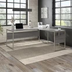 L-Desks*Bush Business Furniture Hybrid 72"W L Shaped Table Desk with Metal Legs, (HYB026PG) Platinum Gray