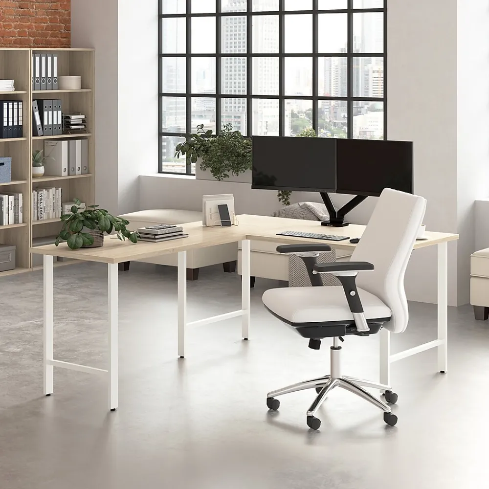 Office Desks*Bush Business Furniture Hustle 60"W Computer Desk with Metal Legs, Natural Elm (HUD160NE)