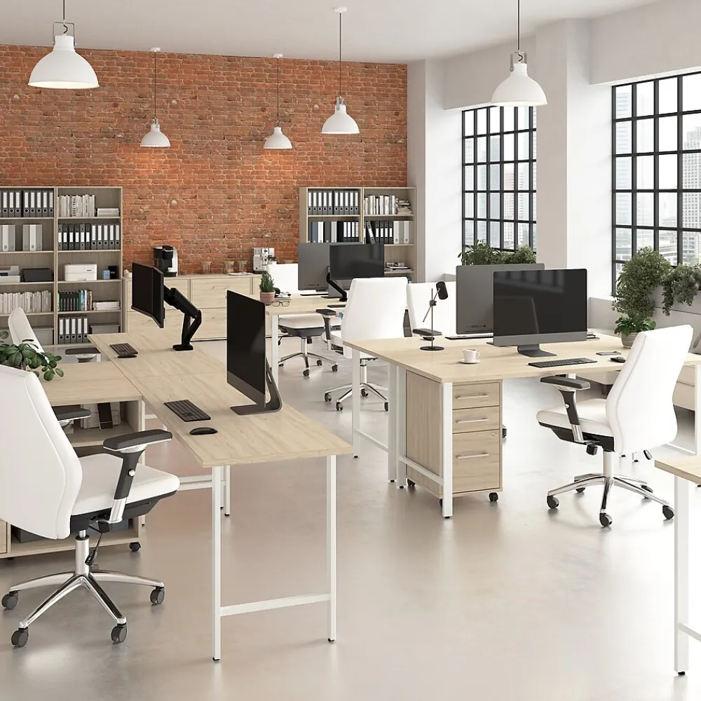 Office Desks*Bush Business Furniture Hustle 60"W Computer Desk with Metal Legs, Natural Elm (HUD160NE)